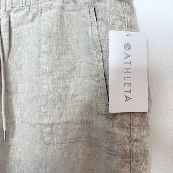 Athleta Retreat Linen Jogger Pants In Natural Size XL New - Picture 4 of 11